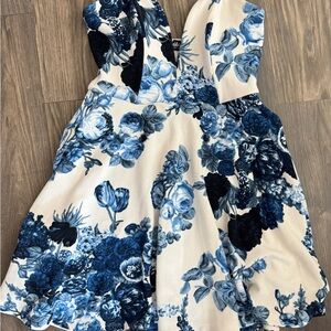 Lulu’s Floral Blue and White Dress